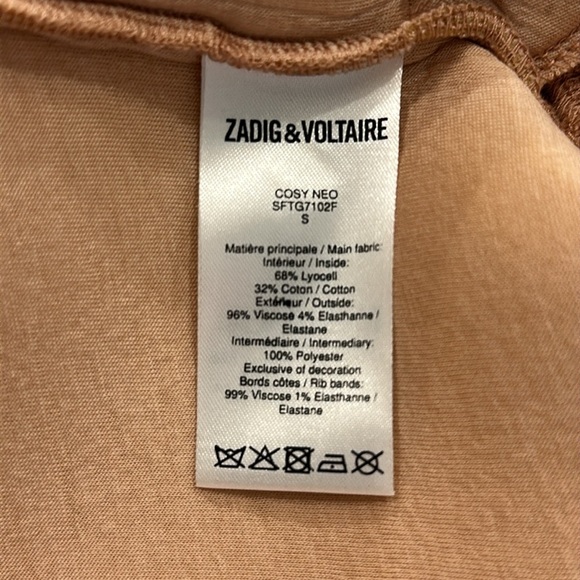 Zadig & Voltaire Cosy Neo Zip Up Jacket Blush Pink Metallic Stripe Size Small - Picture 5 of 8